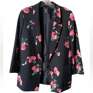 Nine West Women's Rose Floral Printed Open Front Alpha Blazer.